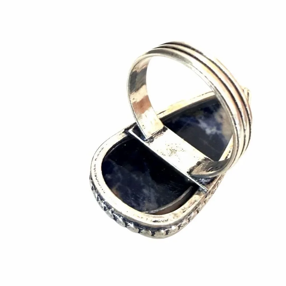 Sodalite Teardrop Statement Ring